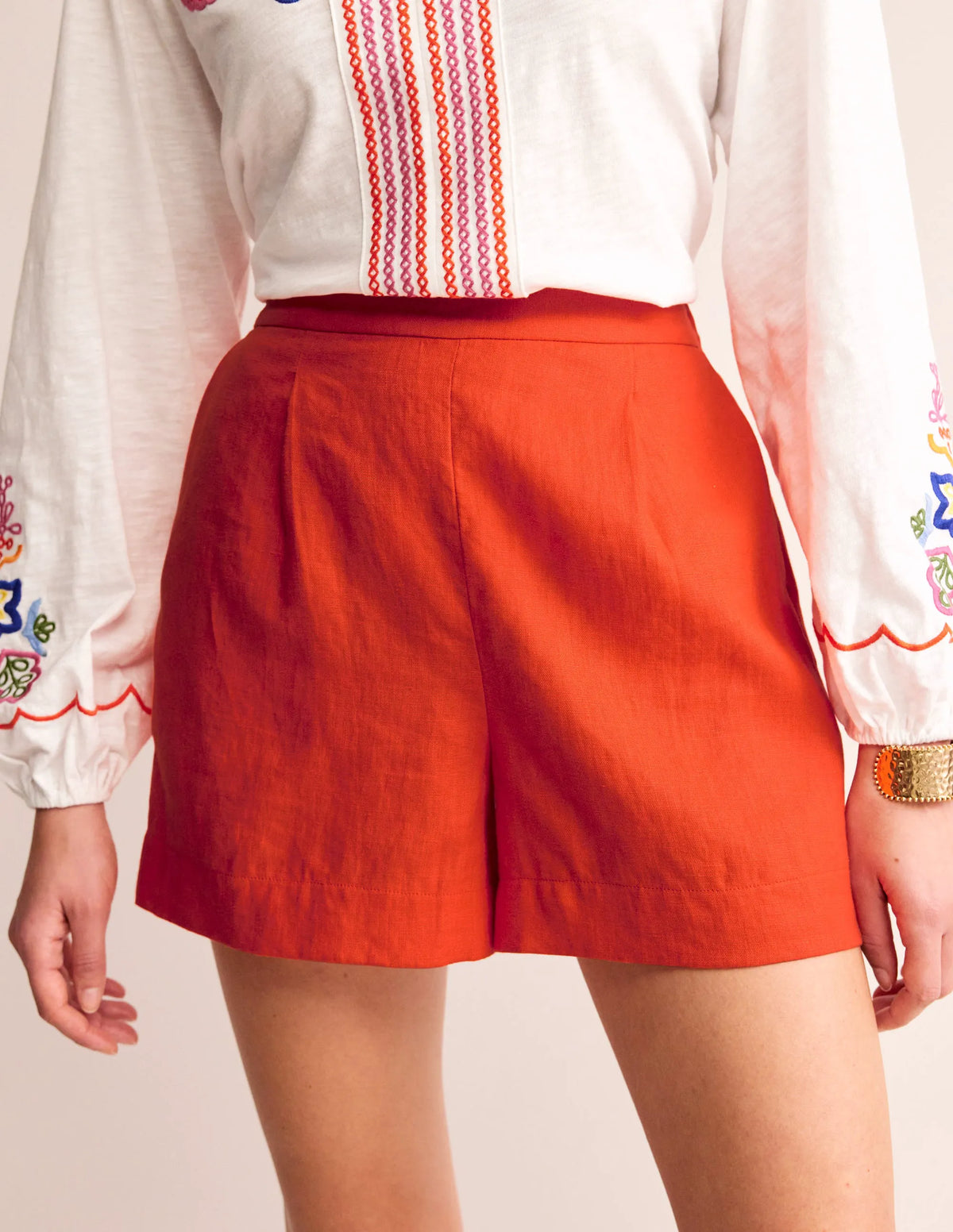 Hampstead Linen Shorts-Mandarin Orange