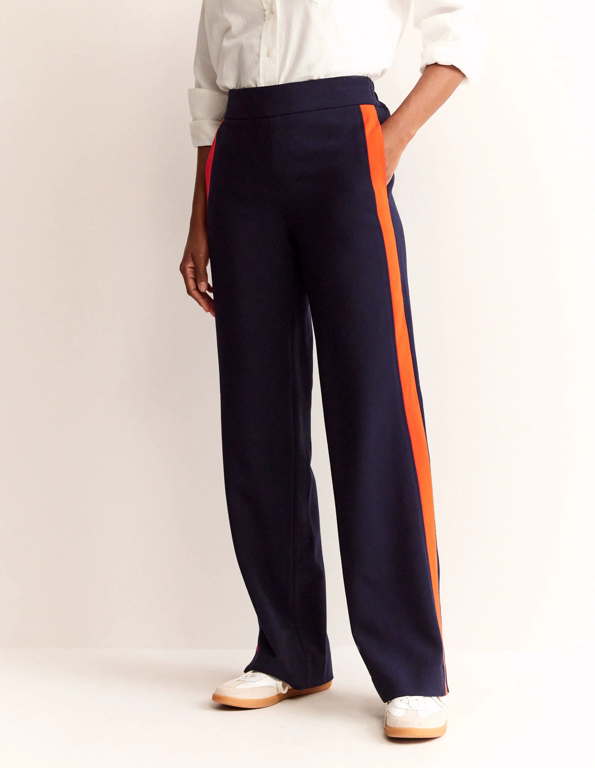 Side Stripe Pull-on Pants-Navy with Red Stripe
