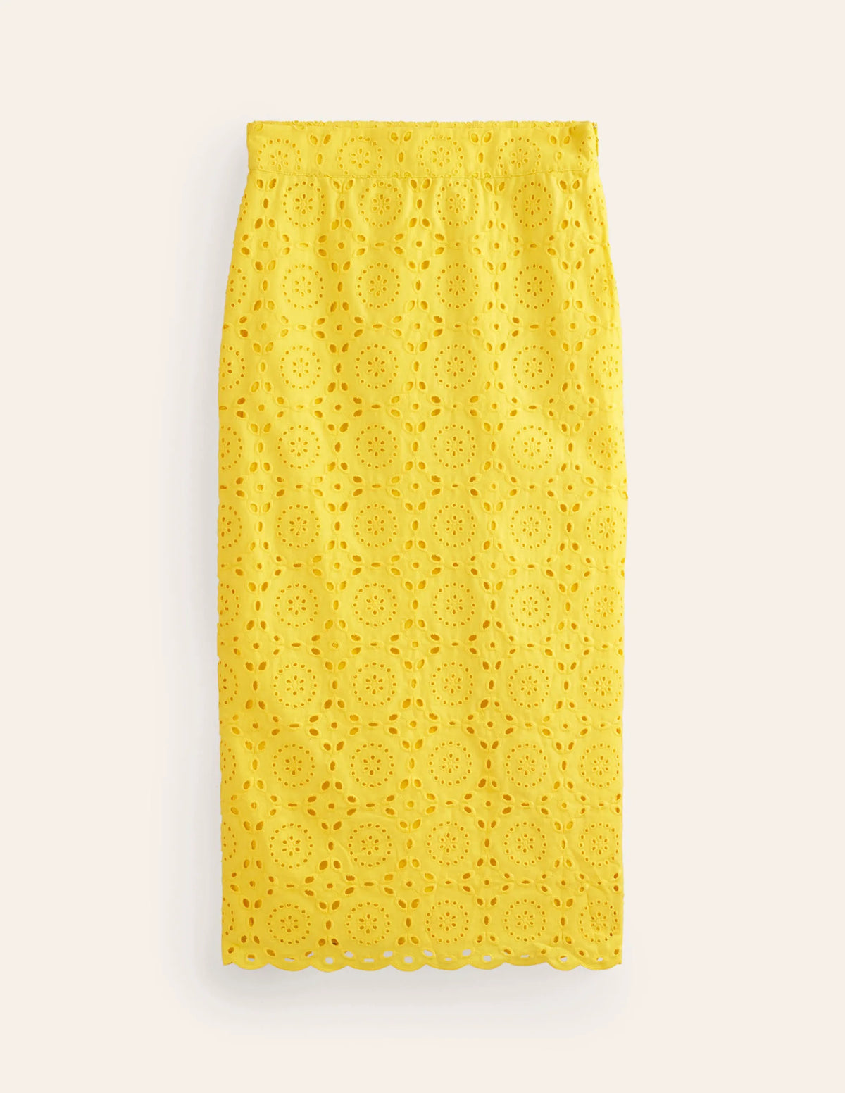 Broderie Column Skirt-Vibrant Yellow