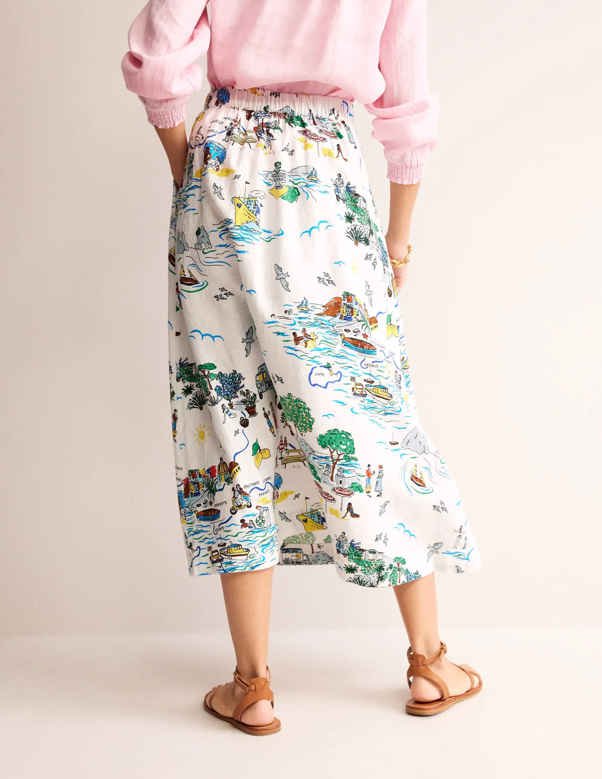 Florence Linen Midi Skirt-Ivory, Amalfi