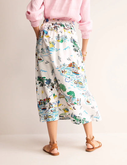 Florence Linen Midi Skirt-Ivory, Amalfi