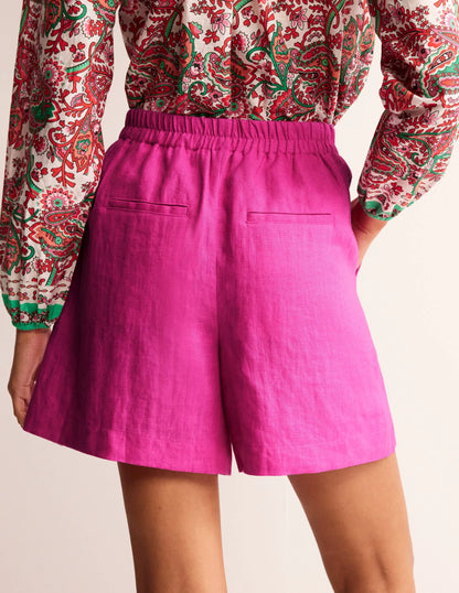Tie Waist Linen Shorts-Pop Pansy