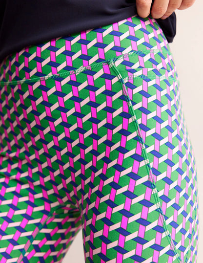 High Waist Pocket Shorts-Multi, Honeycomb Geo