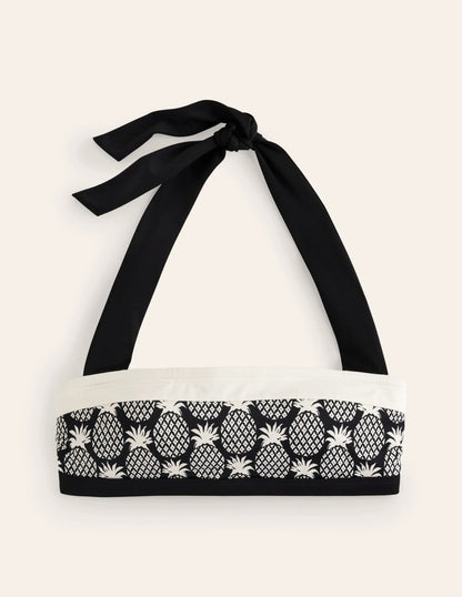 Santorini Bikini Top-Black, Pineapple Geo
