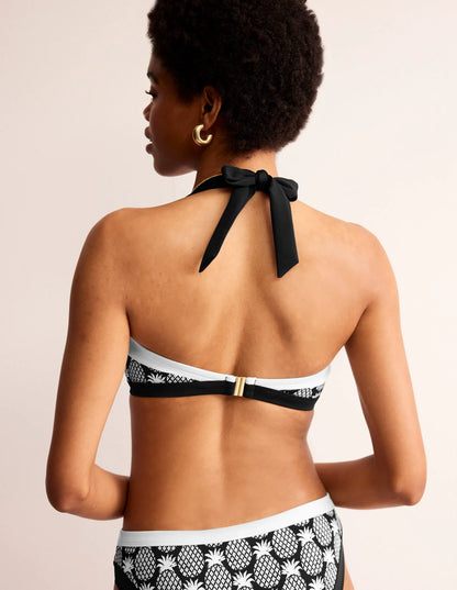 Santorini Bikini Top-Black, Pineapple Geo