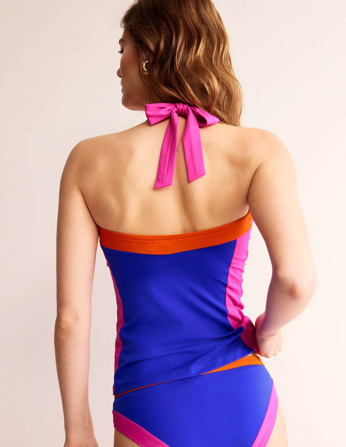 Santorini Tankini Top-Blue/Pink Colourblock