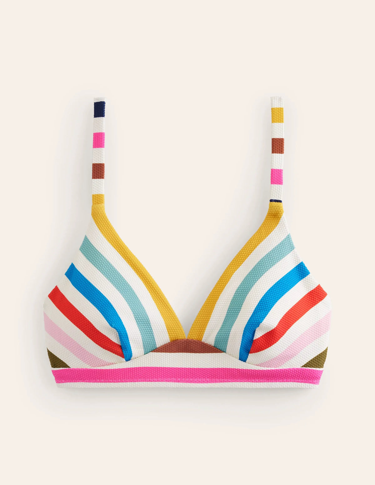 Arezzo V-neck Bikini Top-Multi Stripe