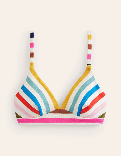 Arezzo V-neck Bikini Top-Multi Stripe