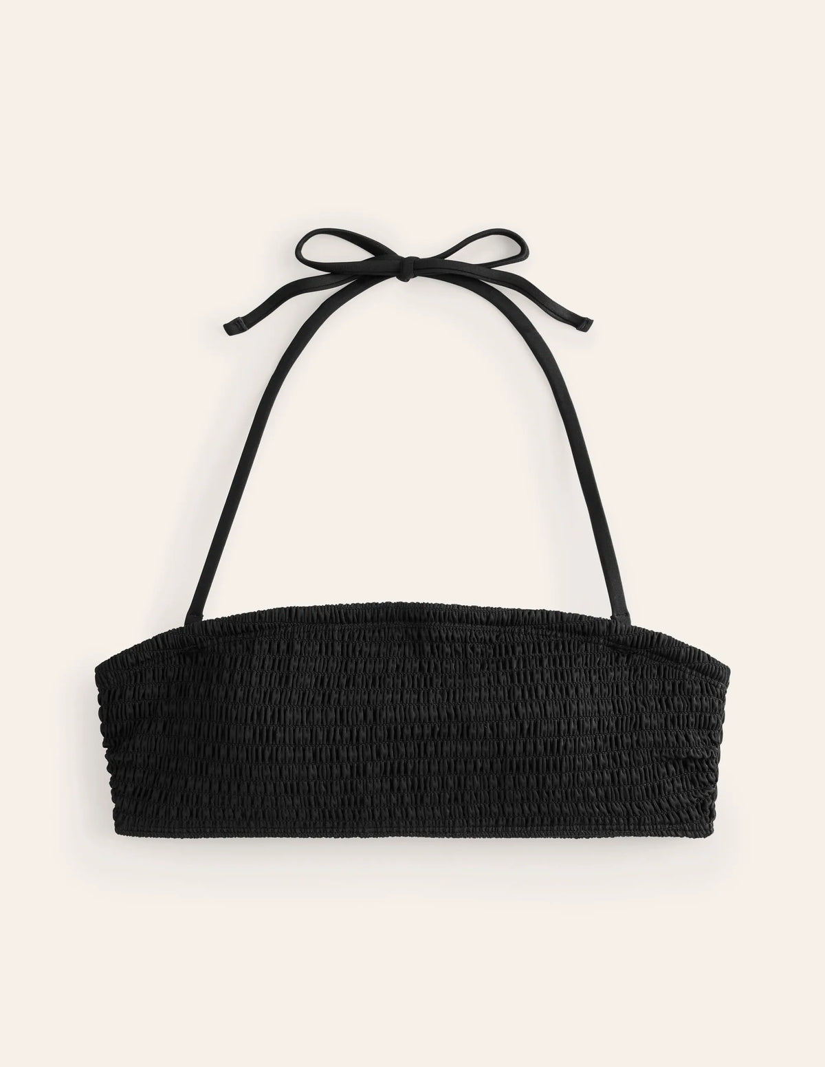 Milos Smocked Bikini Top-Black