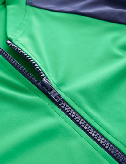 Piped Raglan Sleeve Swimsuit-Navy/ Green Colourblock