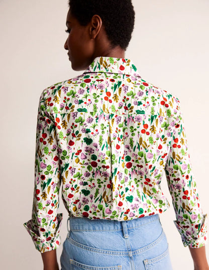Sienna Cotton Shirt-Ivory, Spring Crop