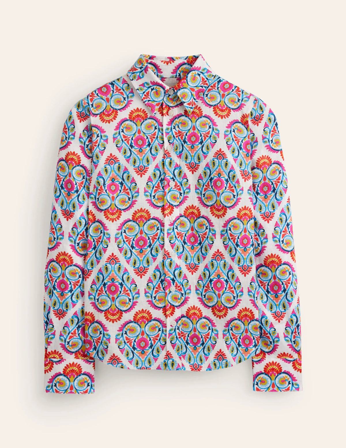 Sienna Linen Shirt-Multi, Flora Stamp
