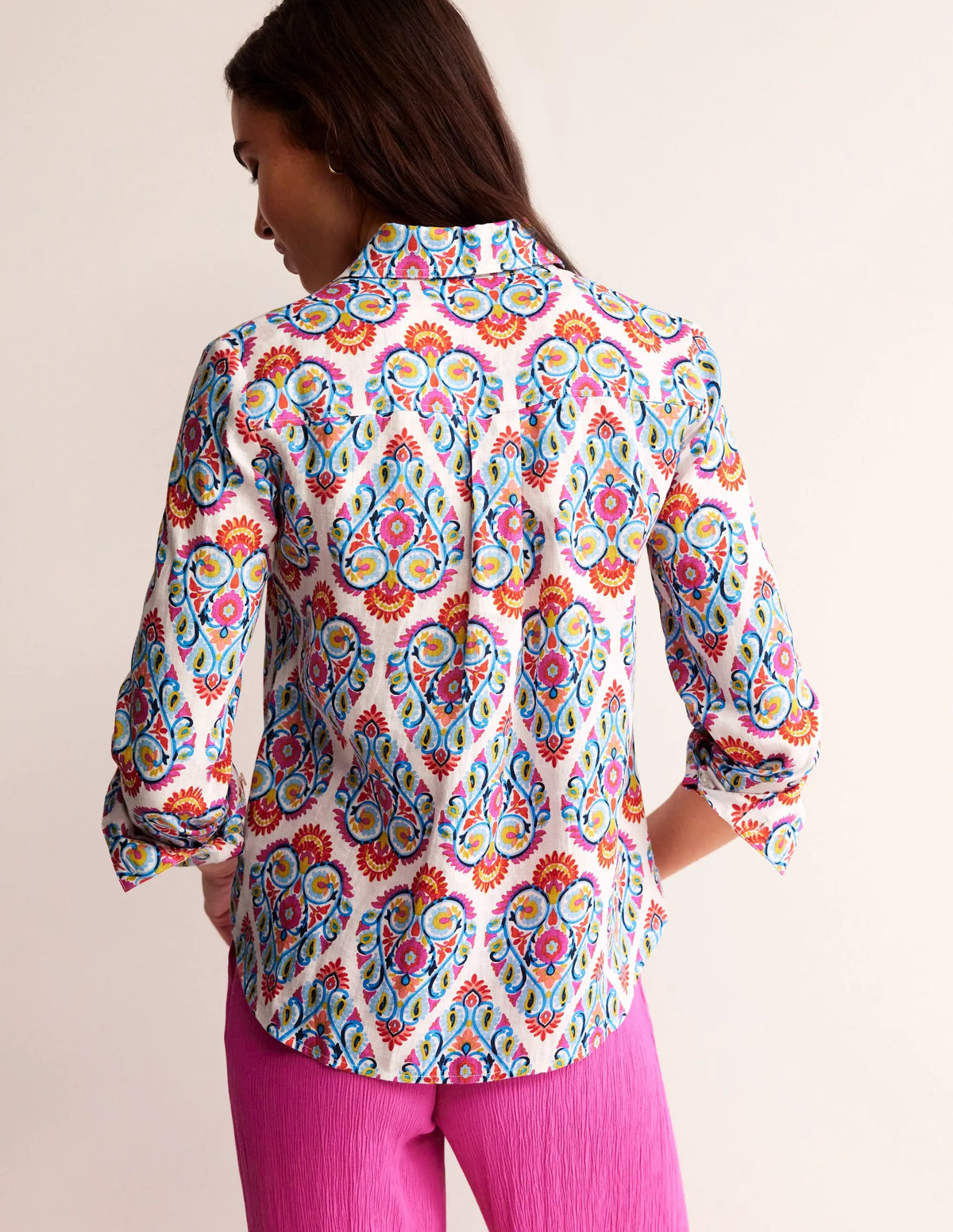 Sienna Linen Shirt-Multi, Flora Stamp