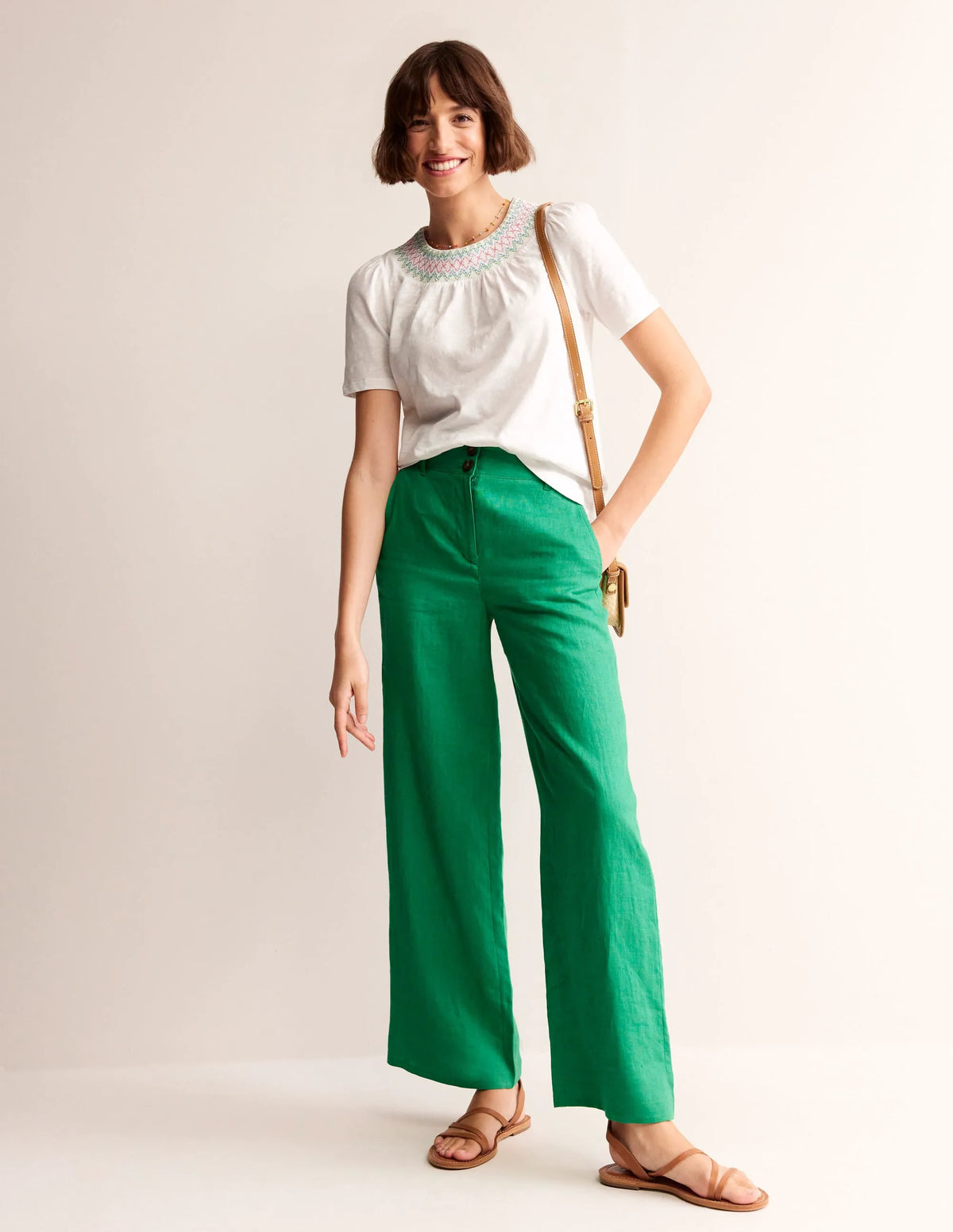 Smock Neck Puff Sleeve Top-White