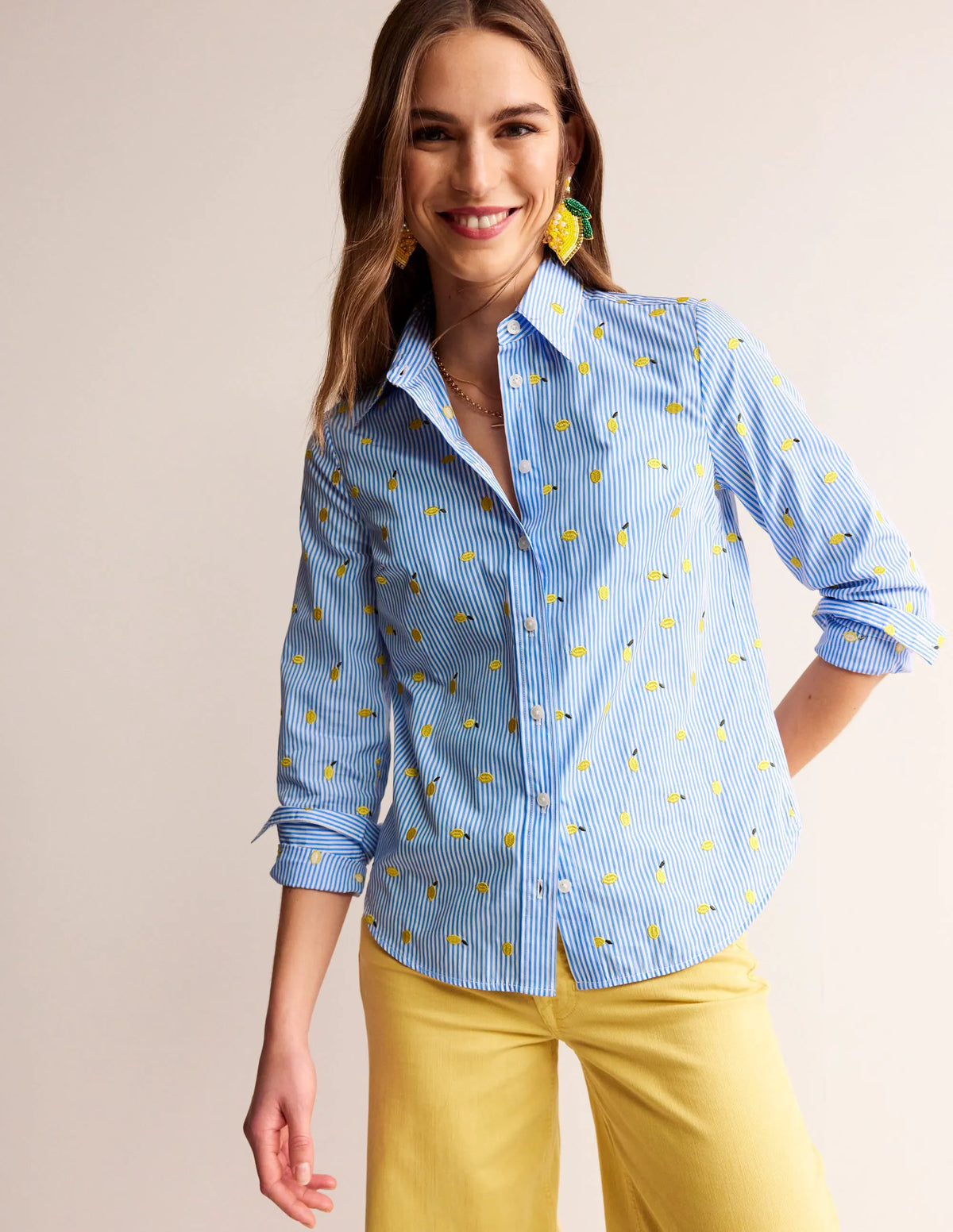 Sienna Embroidered Shirt-Passion Fruit, Lemons