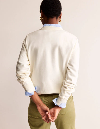 Hannah Embroidered Sweatshirt-Ivory, Embroidered Toucan