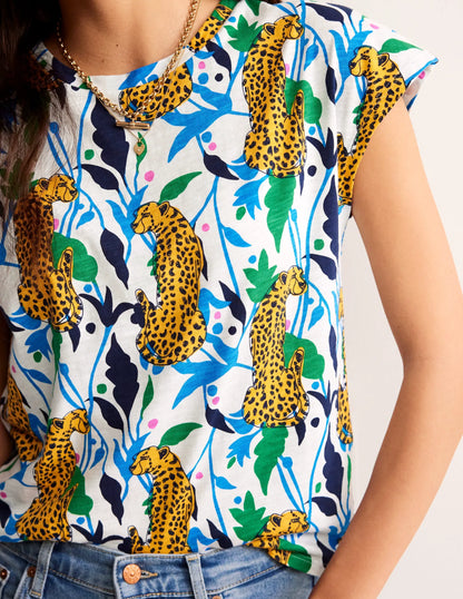 Louisa Printed Slub T-Shirt-Multi, Leopard Vine