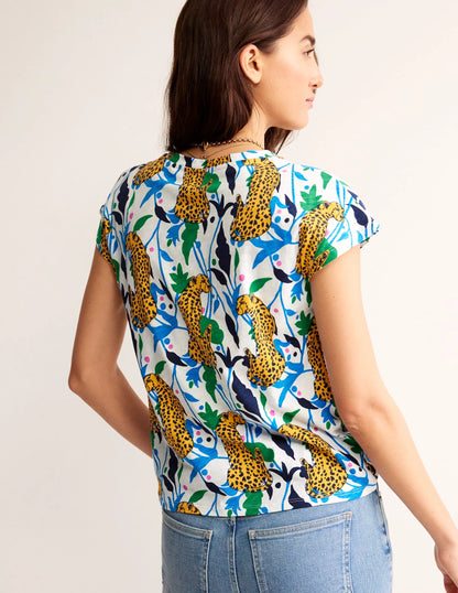 Louisa Printed Slub T-Shirt-Multi, Leopard Vine