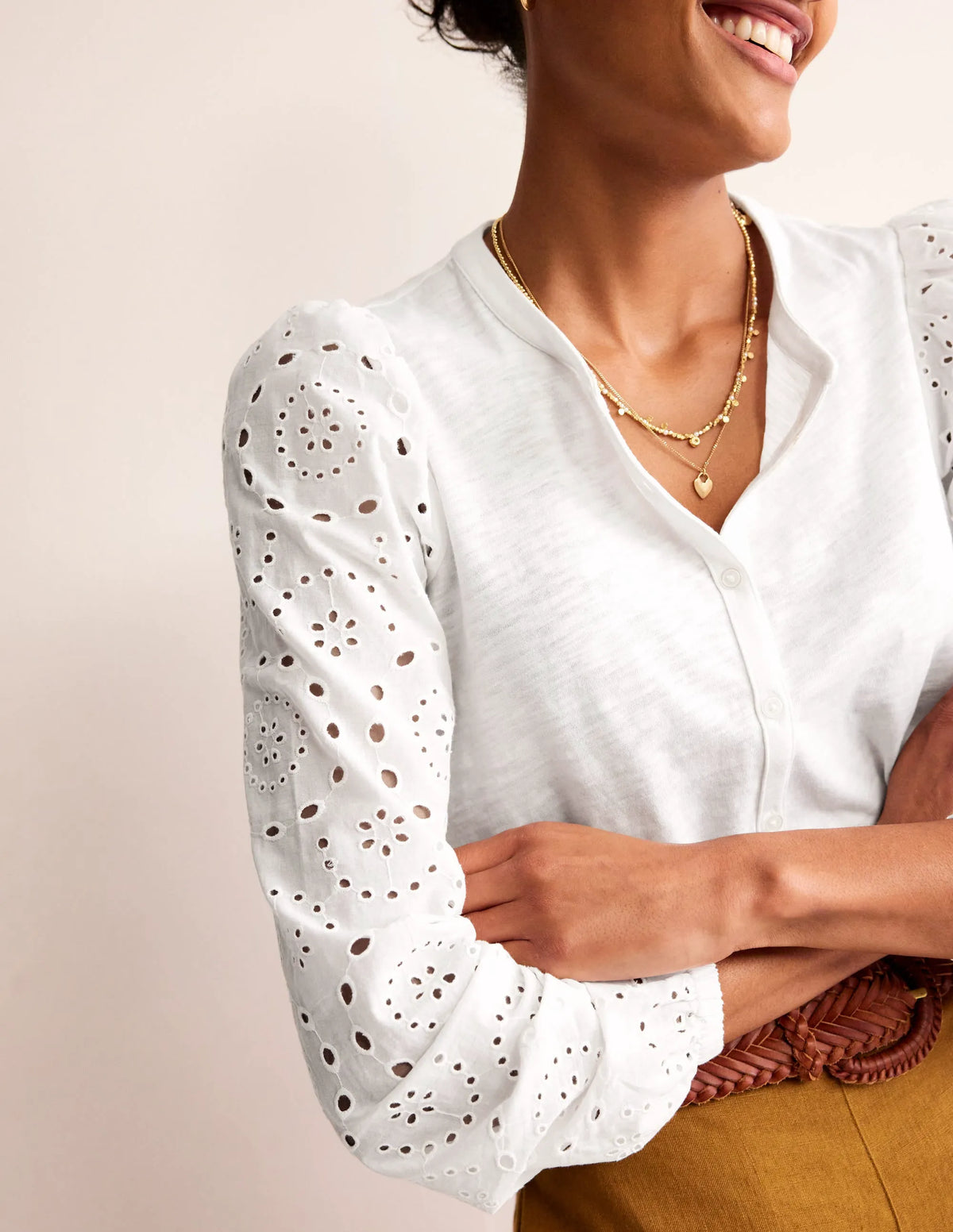 Marina Broderie Shirt-White