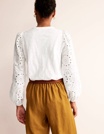 Marina Broderie Shirt-White