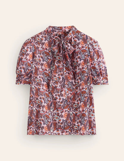 Pussy-Bow Silk Blouse-Orchid Pink, Fantastical