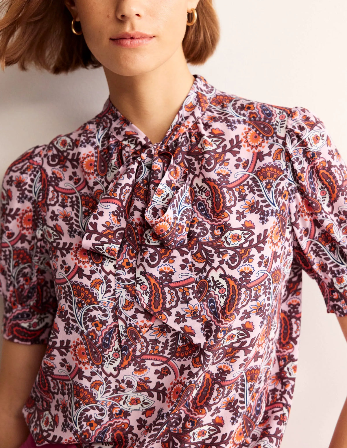 Pussy-Bow Silk Blouse-Orchid Pink, Fantastical