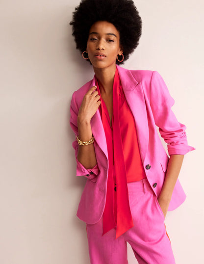 Pussy-Bow Silk Blouse-Flame Scarlet