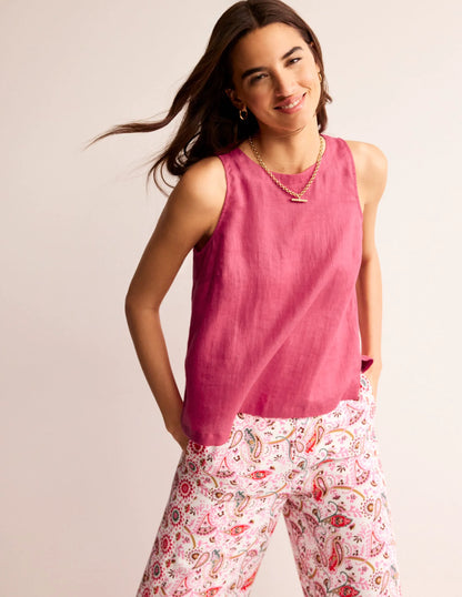 Linen Sleeveless Shell Top-Rethink Pink