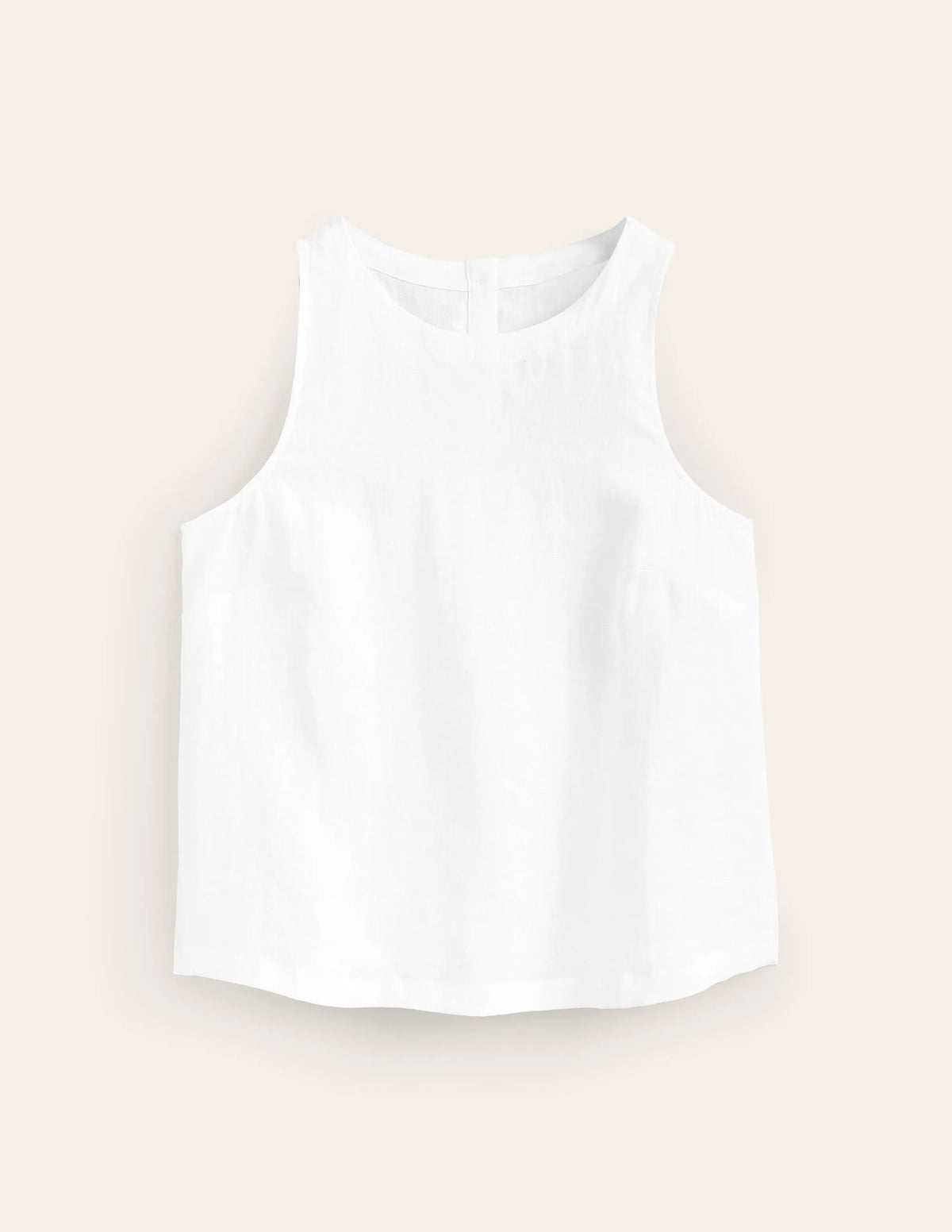 Linen Sleeveless Shell Top-White
