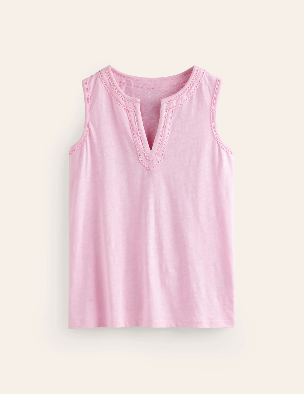 Pom Trim Detail Tank Top-Sweet Lilac