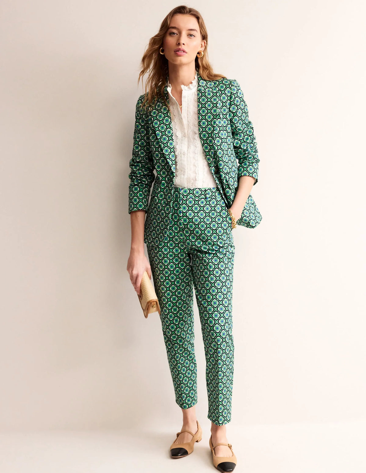 Marylebone Bi-Stretch Blazer-Ming Green, Geo Pome