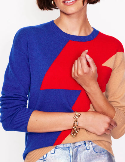 Lydia Cashmere Jumper-Camel, Lightning Bolt