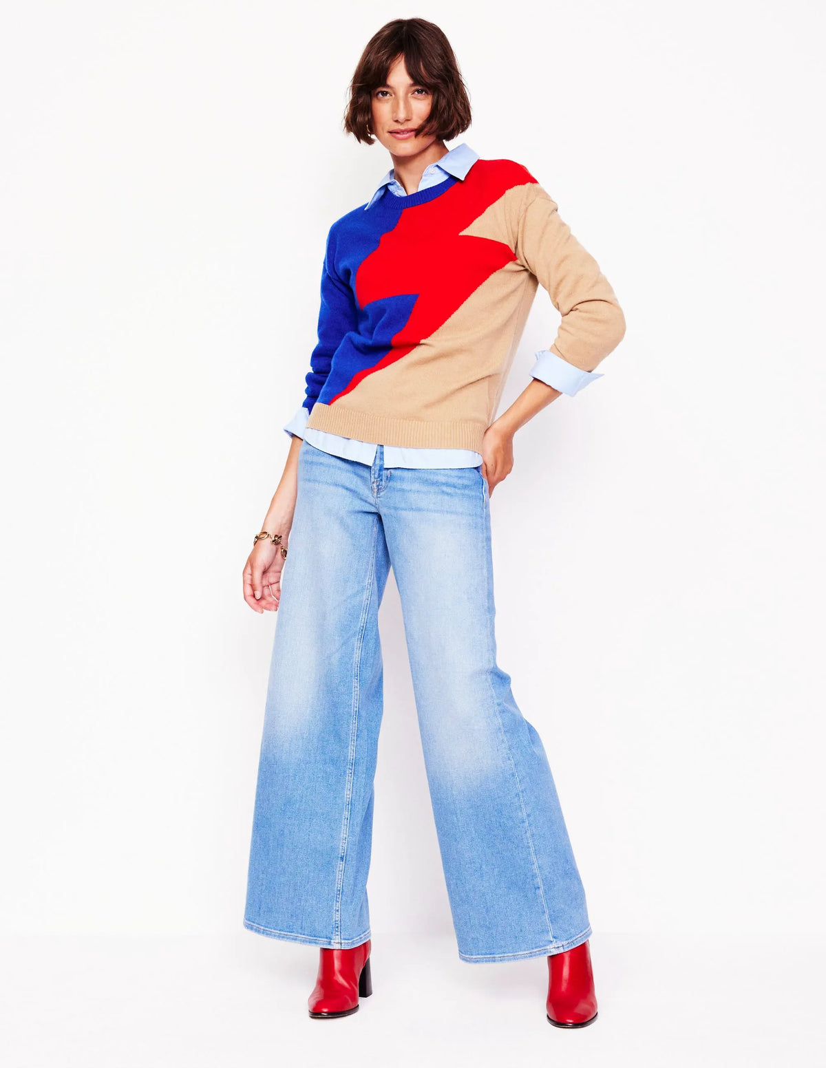 Lydia Cashmere Jumper-Camel, Lightning Bolt