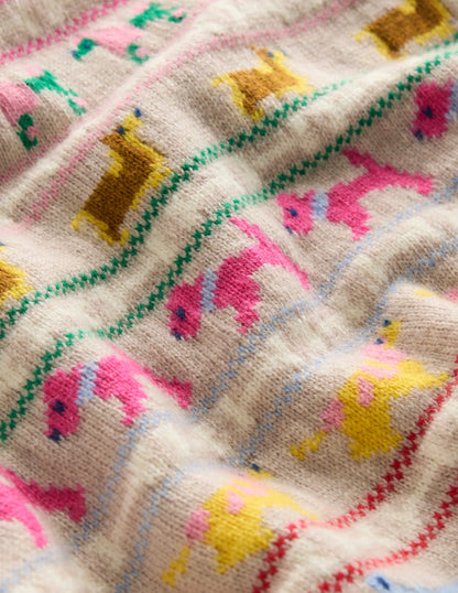 Edie Fair Isle Vest-Oatmeal Melange, Multi Dogs