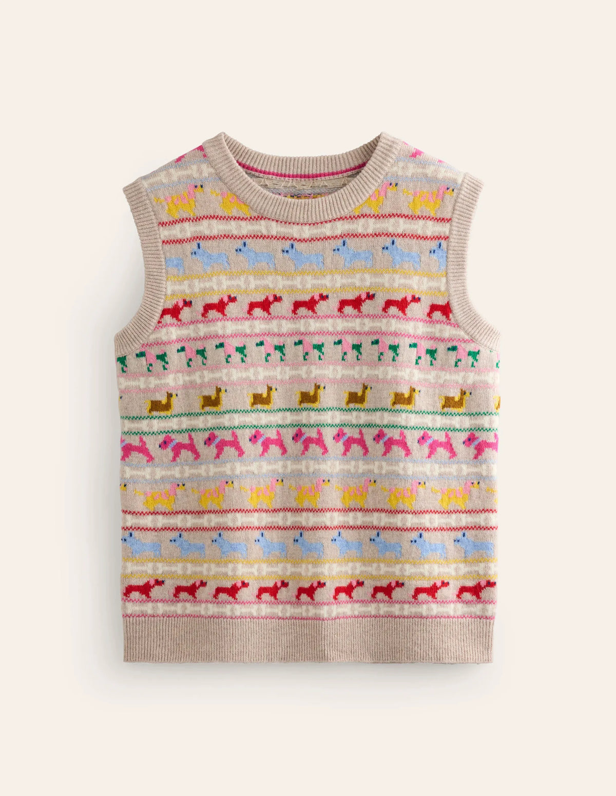 Edie Fair Isle Vest-Oatmeal Melange, Multi Dogs
