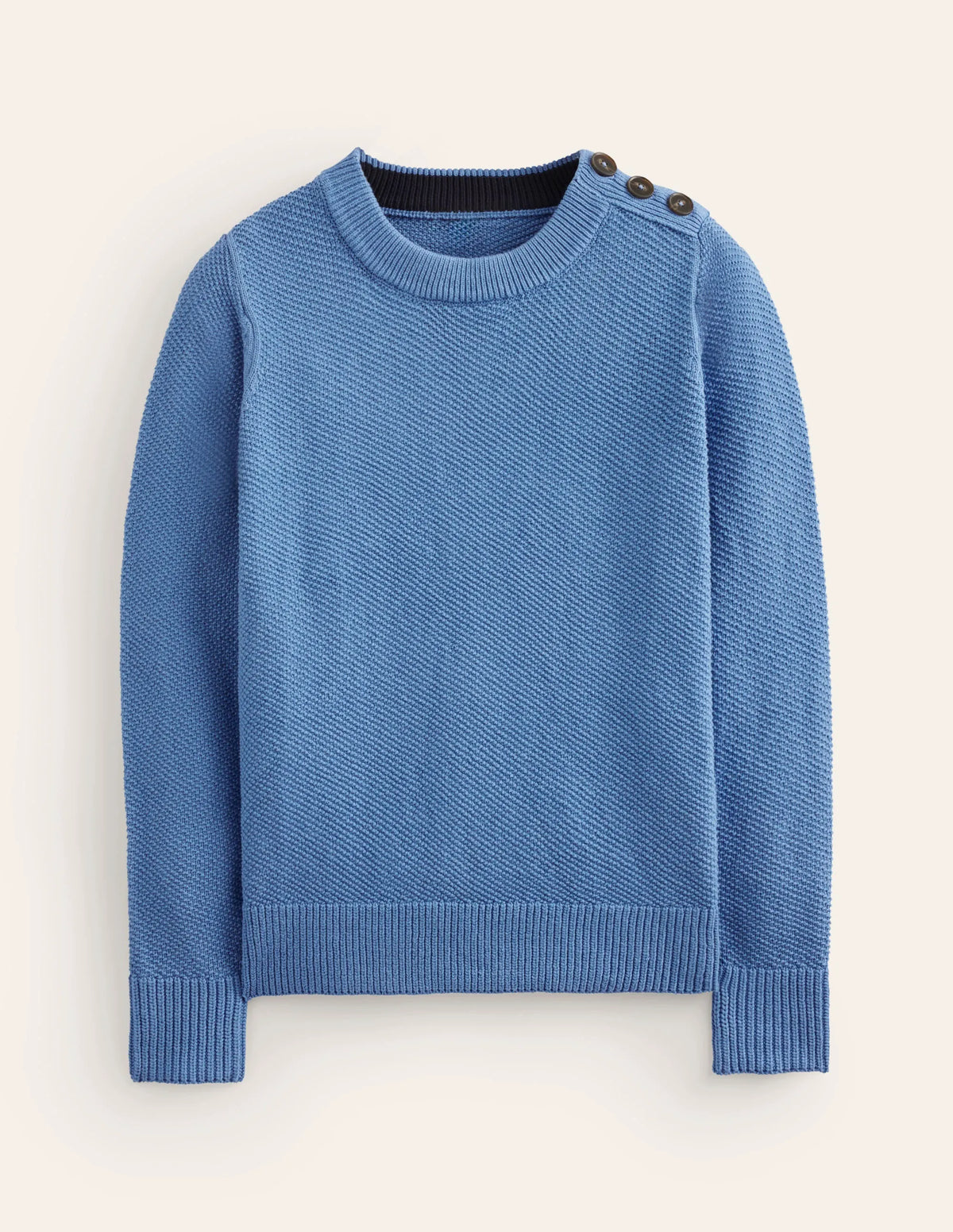 Button Detail Stitch Sweater-Porcelain Blue