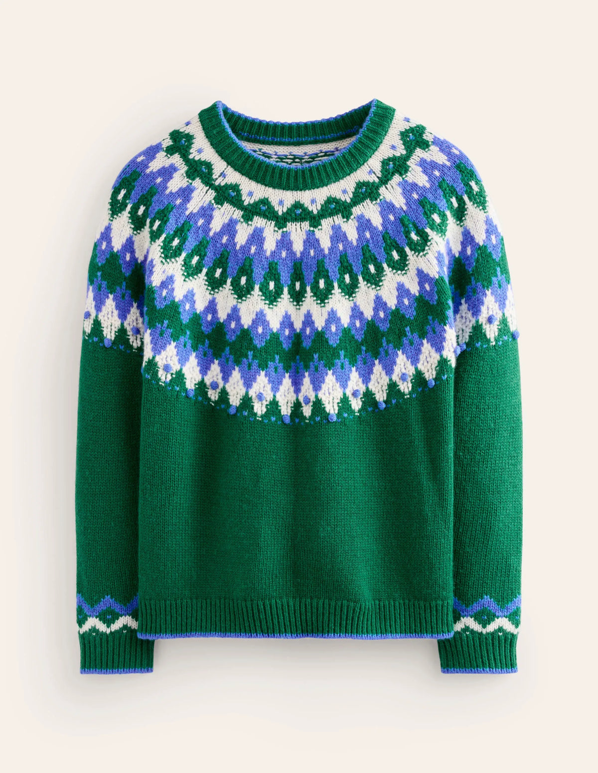 Eleanor Fair Isle Sweater-Pine Green