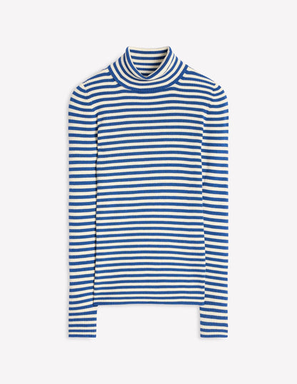 Catriona Roll Neck Jumper-Ivory, Blue Jay