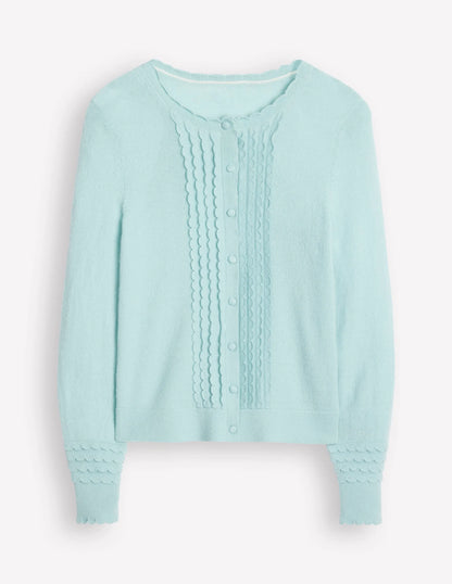Scallop Sleeve Cardigan-Sky Blue