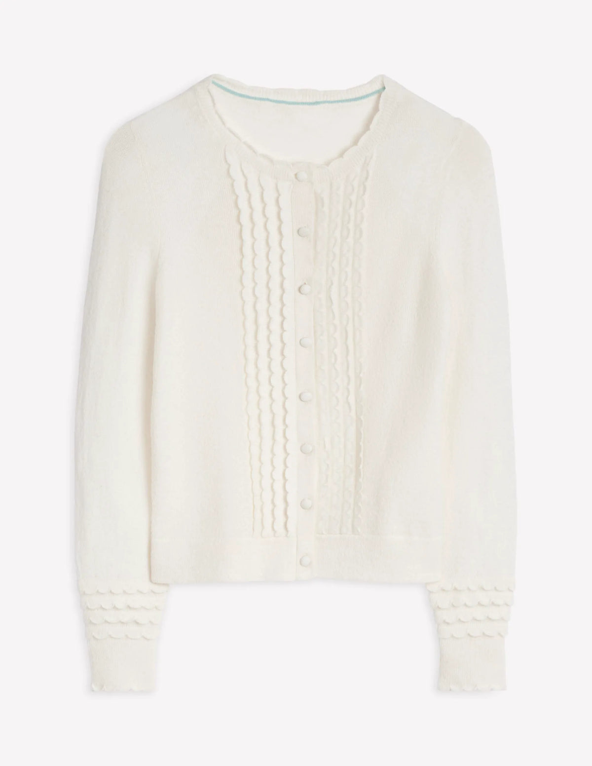 Scallop Sleeve Cardigan-Warm Ivory