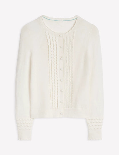 Scallop Sleeve Cardigan-Warm Ivory