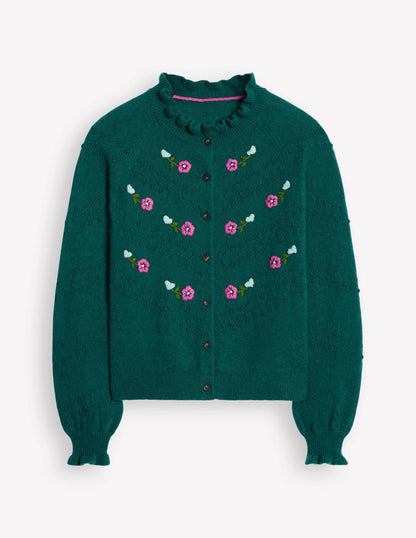 Fae Embroidered Cardigan-Glade Green