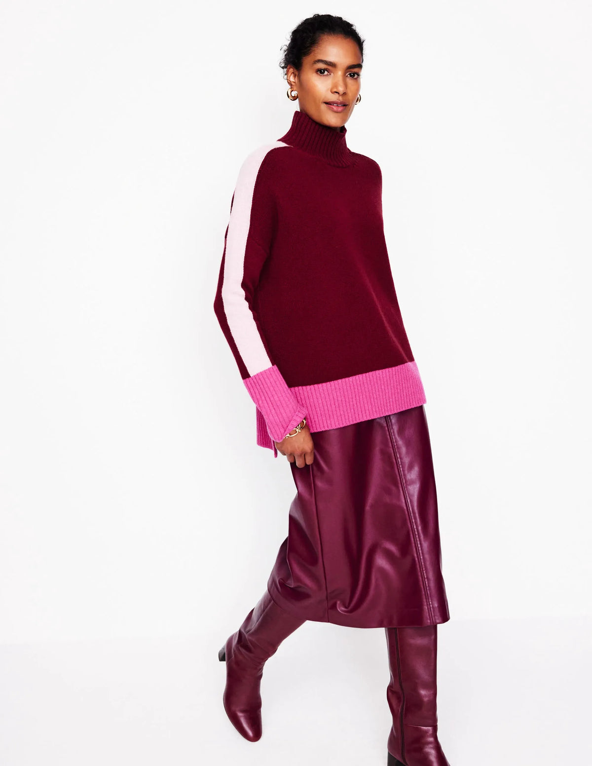Jessica Oversized Sweater-Deep Wisteria, Colour Block
