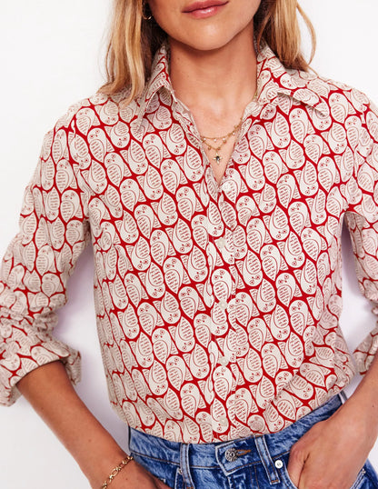 Sienna Cotton Shirt-Copper, Owl Stamp
