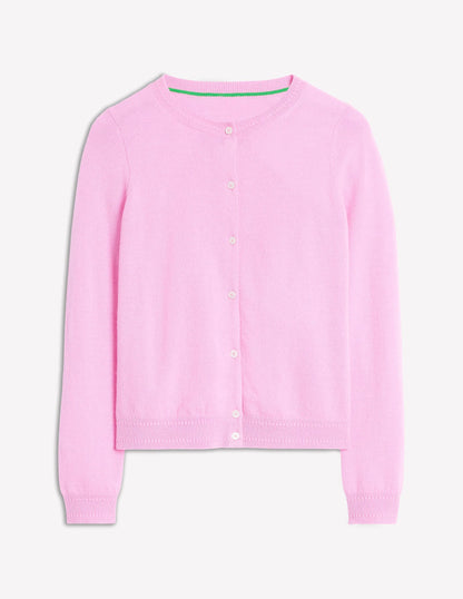 Eva Cashmere Crew Cardigan-Meadowsweet Pink