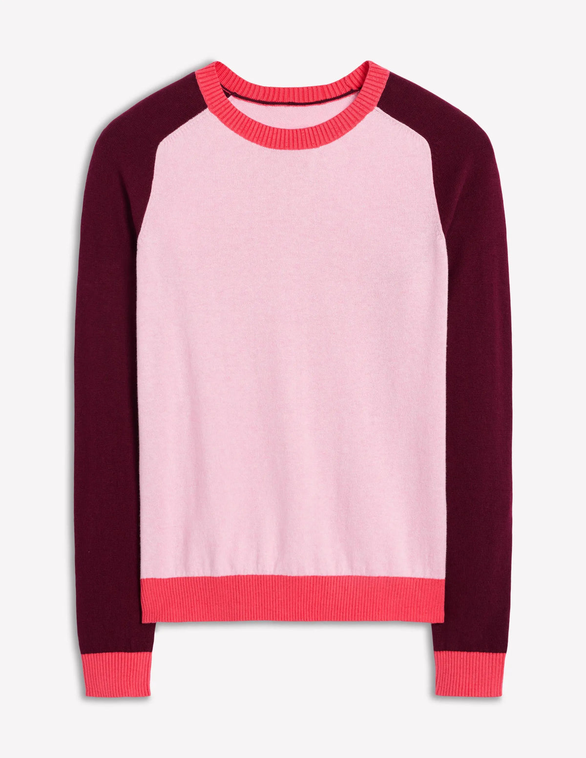 Meg Raglan Sleeve Sweater-Soft Pink, Colourblock