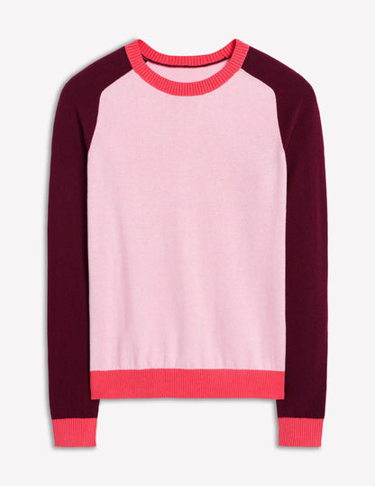 Meg Raglan Sleeve Sweater-Soft Pink, Colourblock