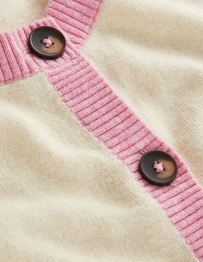 Meg Raglan Sleeve Cardigan-Warm Ivory, Colourblock