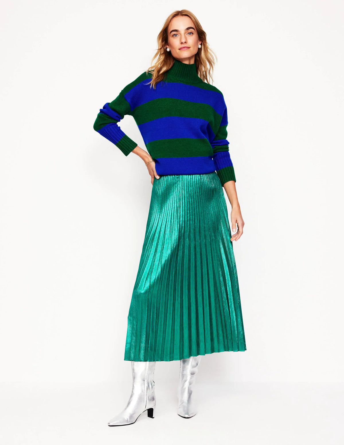Jessica Oversized Jumper-Bavaria Green, Monarch Blue