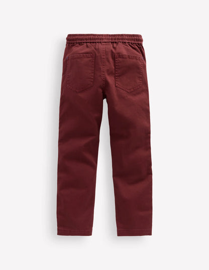 Slim Pull On Trousers-Chestnut